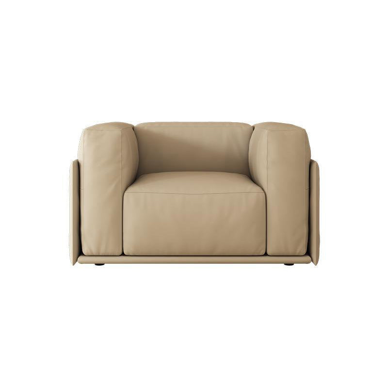 Faux Leather Tuxedo Arm Standard Sofa Contemporary Cushions Settee