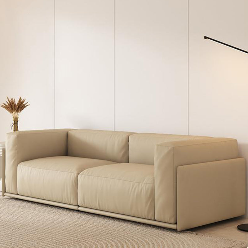 Faux Leather Tuxedo Arm Standard Sofa Contemporary Cushions Settee