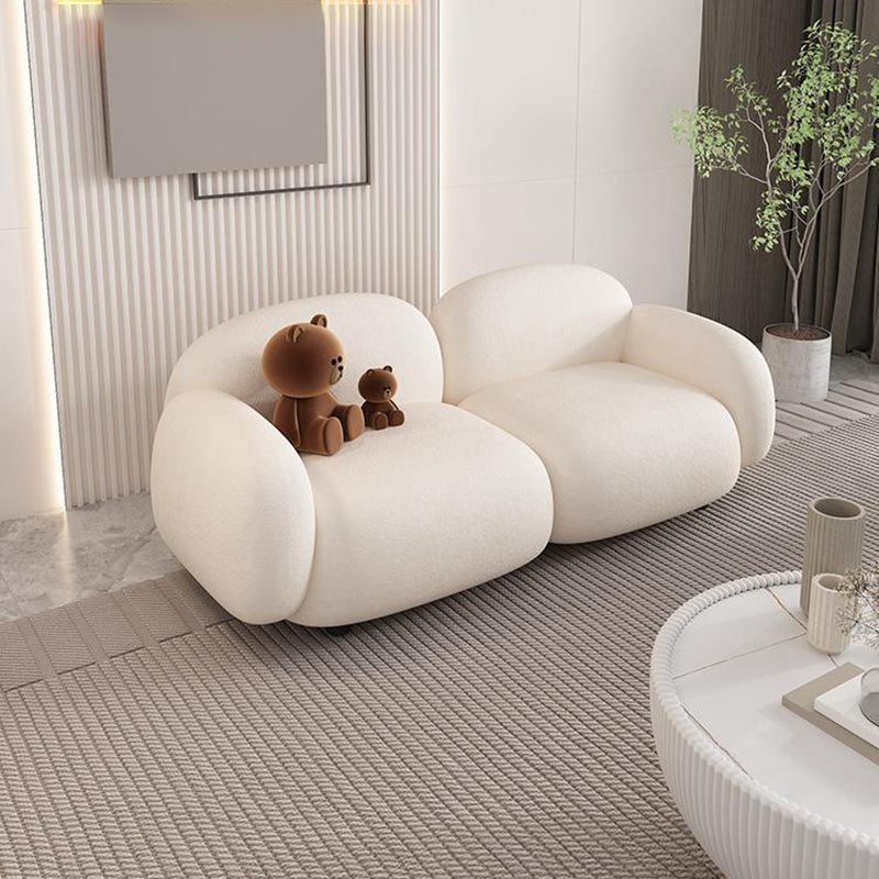 Contemporary Fabric Standard Settee Tight Back Rolled Arm Sofa