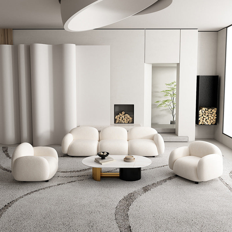 Contemporary Fabric Standard Settee Tight Back Rolled Arm Sofa
