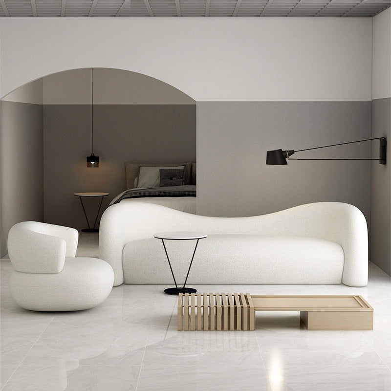 Contemporary Camel Back Standard Sofa Fabric Tuxedo Arm Sofa