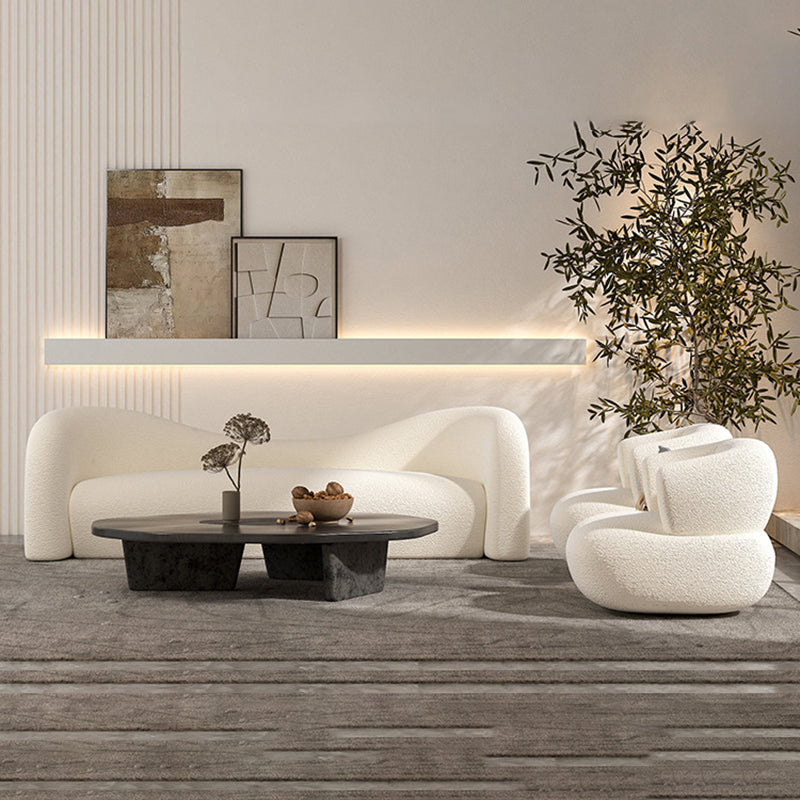 Contemporary Camel Back Standard Sofa Fabric Tuxedo Arm Sofa