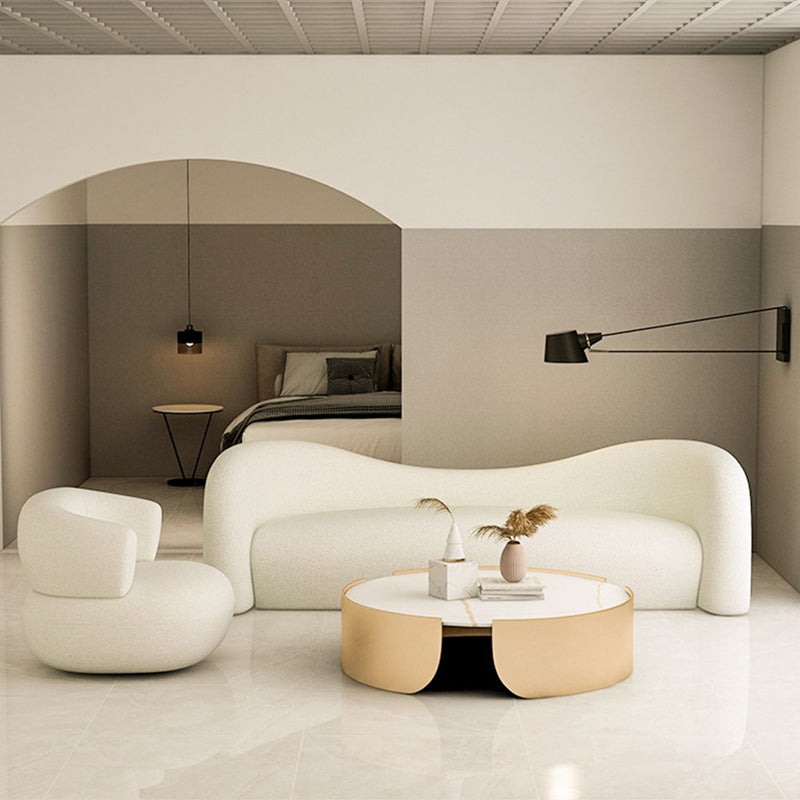 Contemporary Camel Back Standard Sofa Fabric Tuxedo Arm Sofa