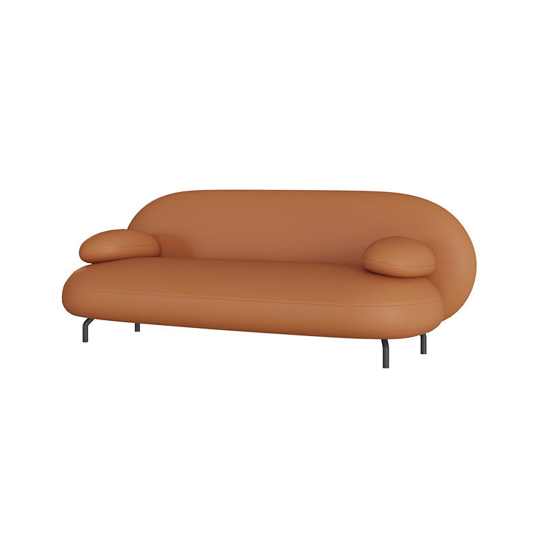 Contemporary Faux Leather Standard Settee Pillow Top Arm Tight Back Sofa