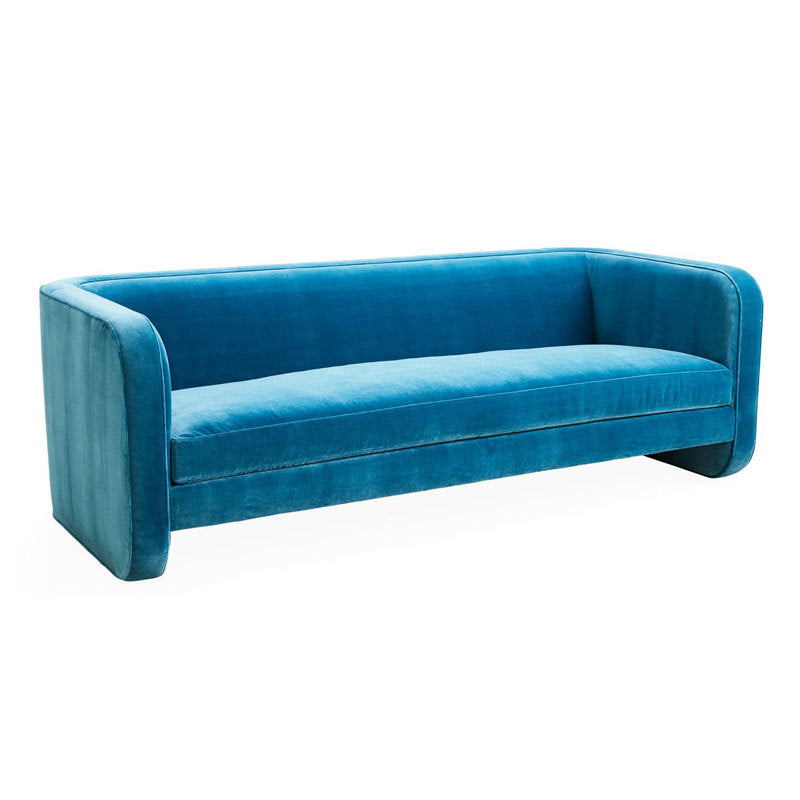 Contemporary Velvet Tuxedo Arm Sofa Loose Back Settee for Living Room