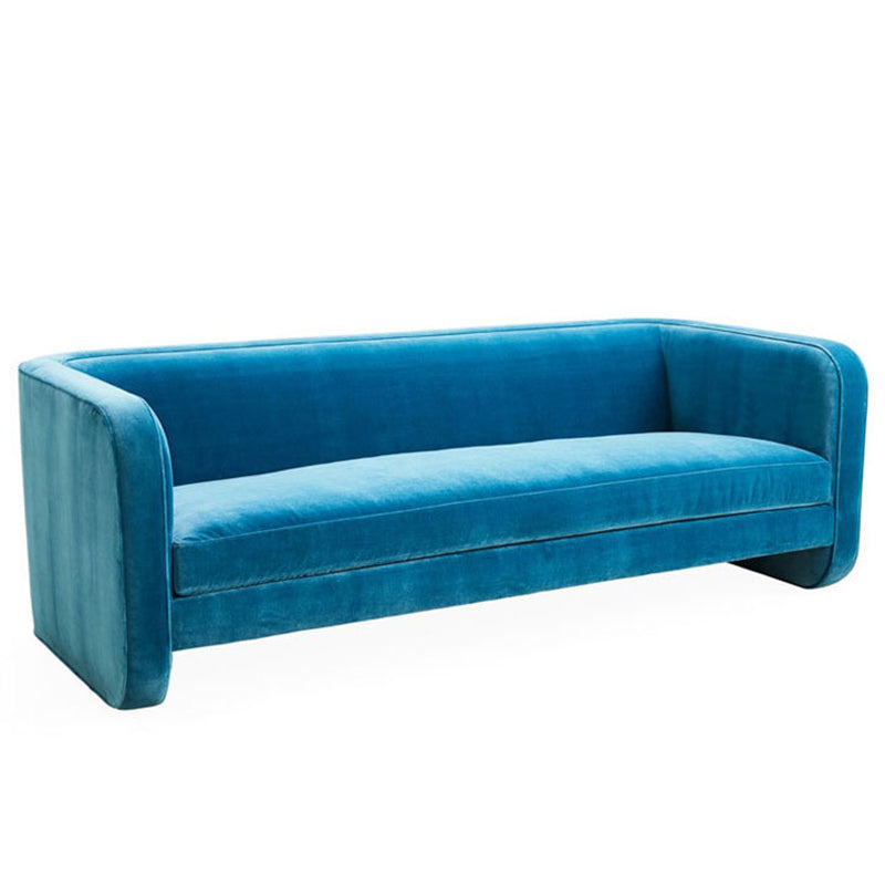 Contemporary Velvet Tuxedo Arm Sofa Loose Back Settee for Living Room
