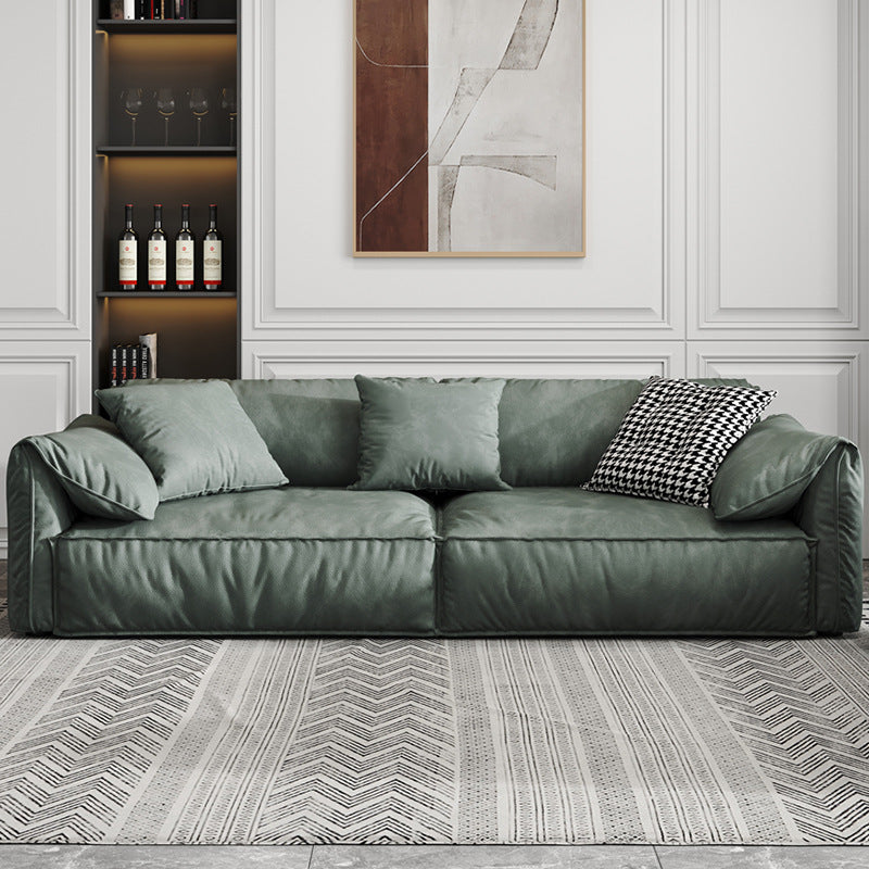 Contemporary Faux Leather Standard Sofa Pillow Top Arm Settee