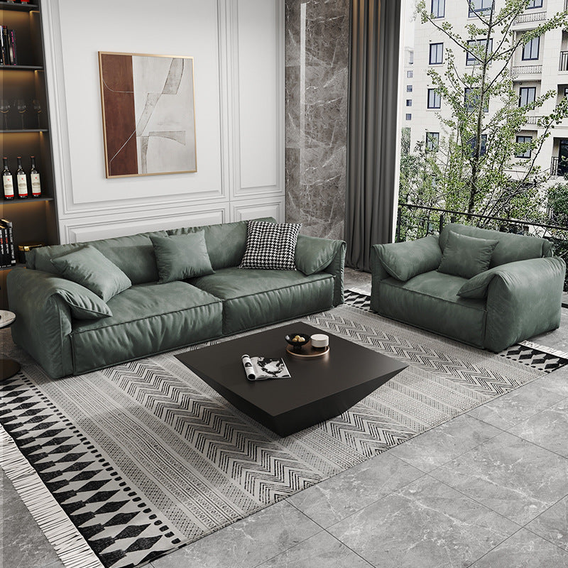 Contemporary Faux Leather Standard Sofa Pillow Top Arm Settee