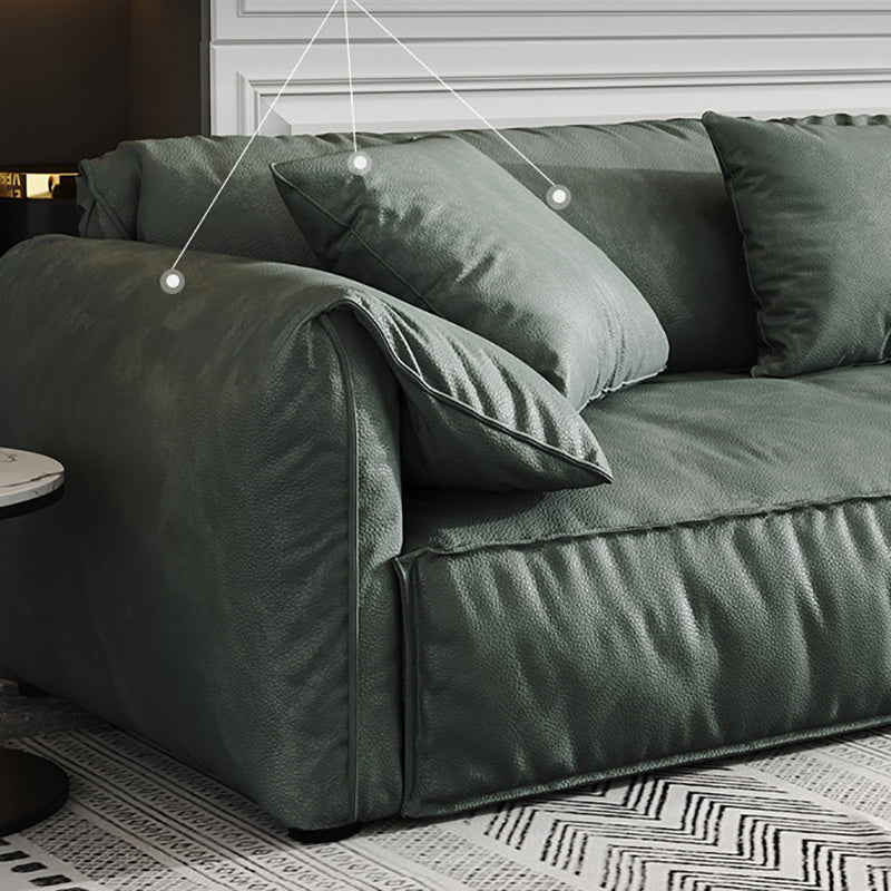 Contemporary Faux Leather Standard Sofa Pillow Top Arm Settee
