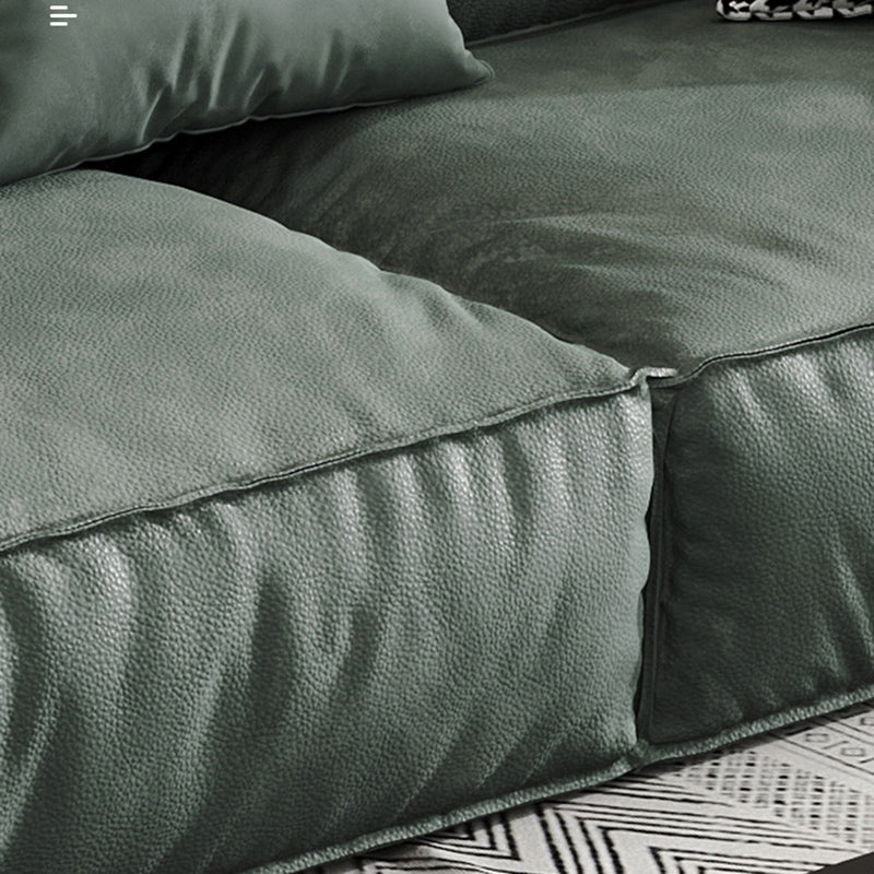 Contemporary Faux Leather Standard Sofa Pillow Top Arm Settee