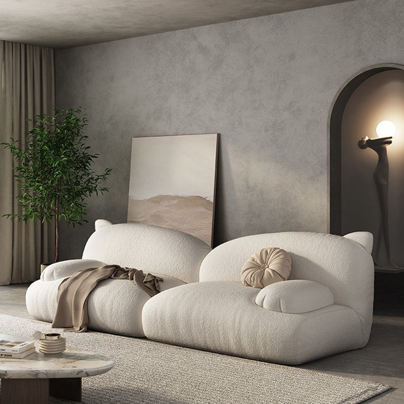 Contemporary Fabric Pillow Top Arm Standard Settee Loose Back Sofa