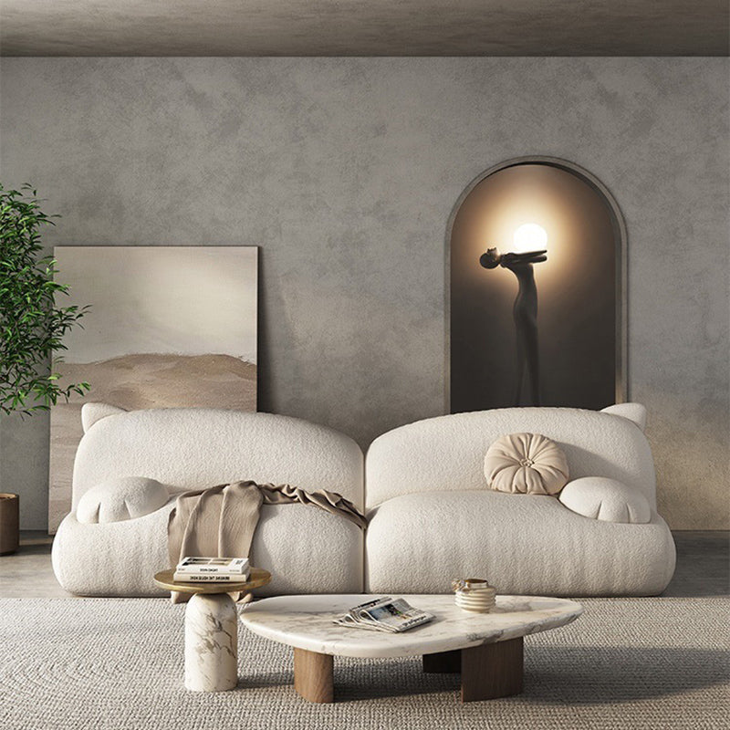 Contemporary Fabric Pillow Top Arm Standard Settee Loose Back Sofa