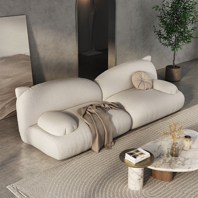 Contemporary Fabric Pillow Top Arm Standard Settee Loose Back Sofa