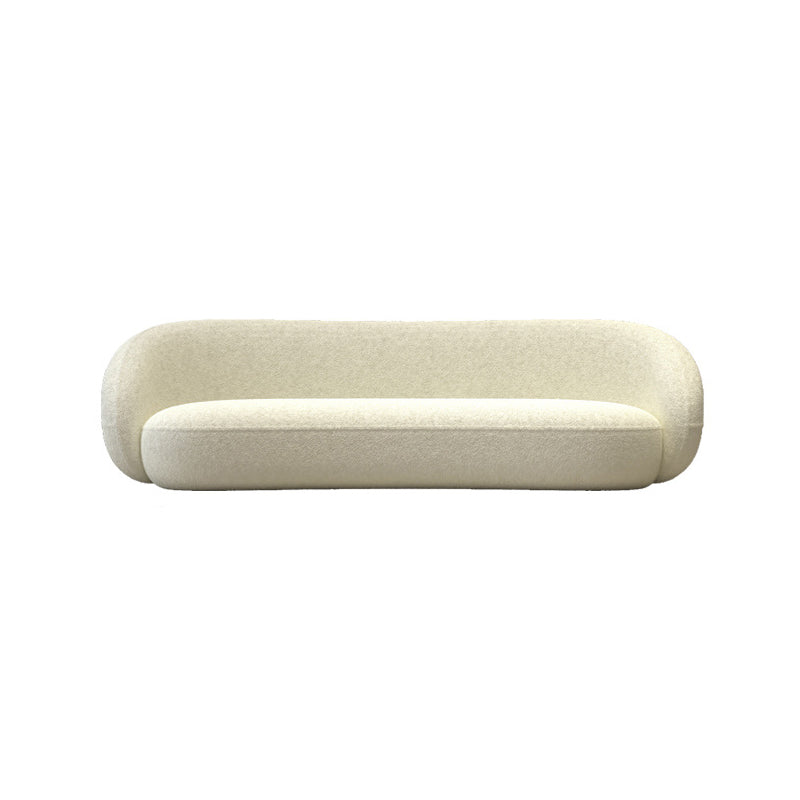 Contemporary Fabric Curved Settee Tight Back Tuxedo Arm Sofa