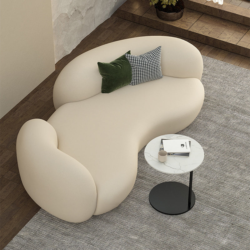 Contemporary Tuxedo Arm Sofa Fabric Loose Back Settee in White