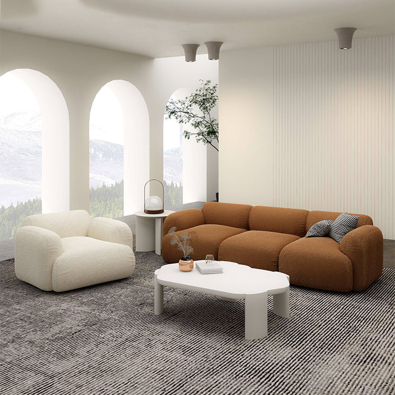 Fabric Rolled Arm Sofa Contemporary Standard Settee for Living Room