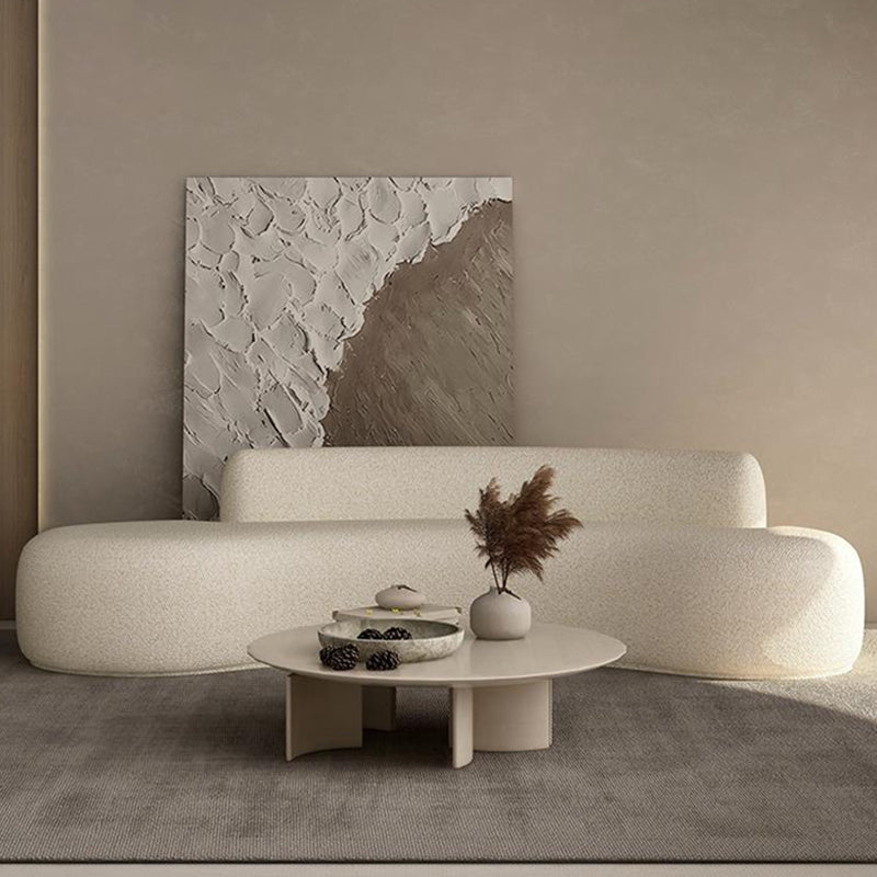 Contemporary Tight Back Curved Sofa Fabric Armless Settee for Living Room