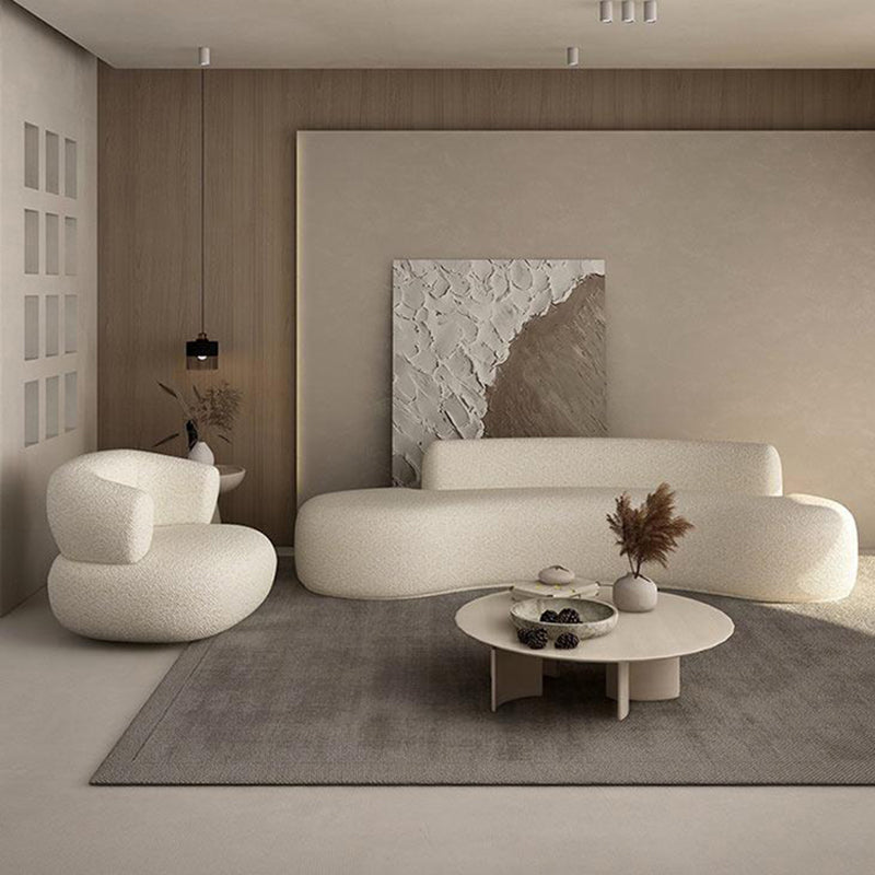 Contemporary Tight Back Curved Sofa Fabric Armless Settee for Living Room