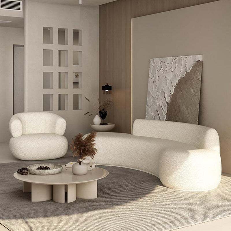 Contemporary Tight Back Curved Sofa Fabric Armless Settee for Living Room