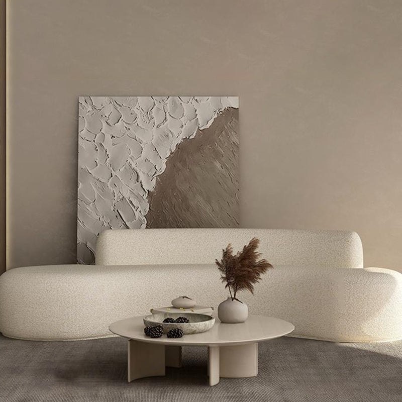 Contemporary Tight Back Curved Sofa Fabric Armless Settee for Living Room