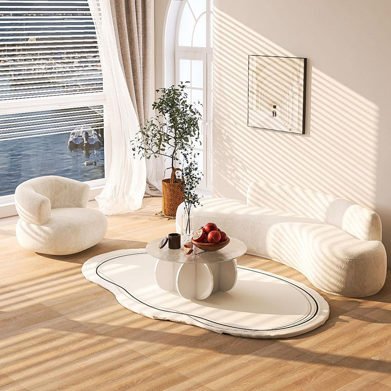 Contemporary Tight Back Curved Sofa Fabric Armless Settee for Living Room