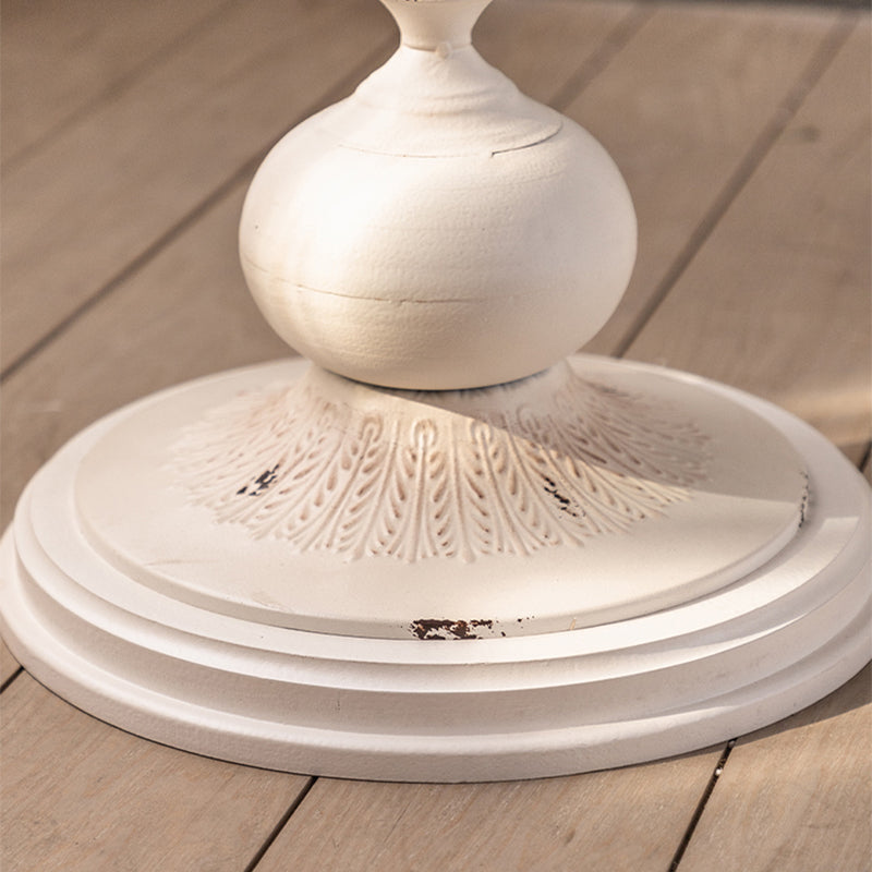 French Country Round Wood Top Coffee Table Iron Pedestal Cocktail Table