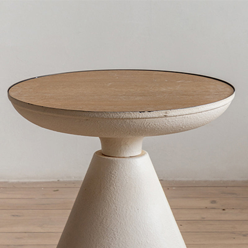 French Country Round Wood Top Coffee Table Iron Pedestal Cocktail Table