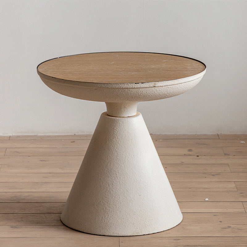 French Country Round Wood Top Coffee Table Iron Pedestal Cocktail Table