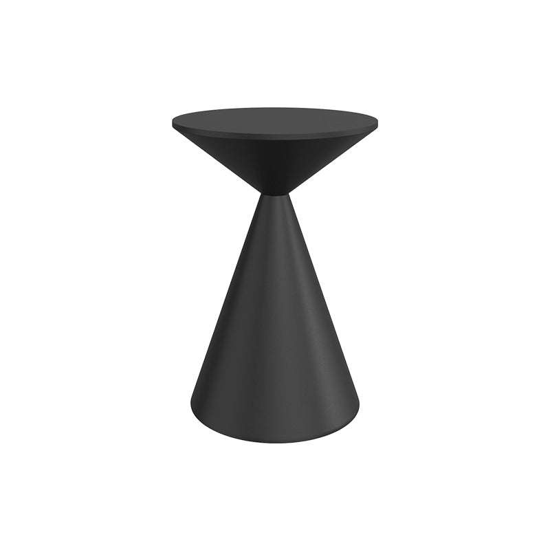 Mid-Century Modern Black / White Round Top Coffee Table Iron Pedestal Cocktail Table