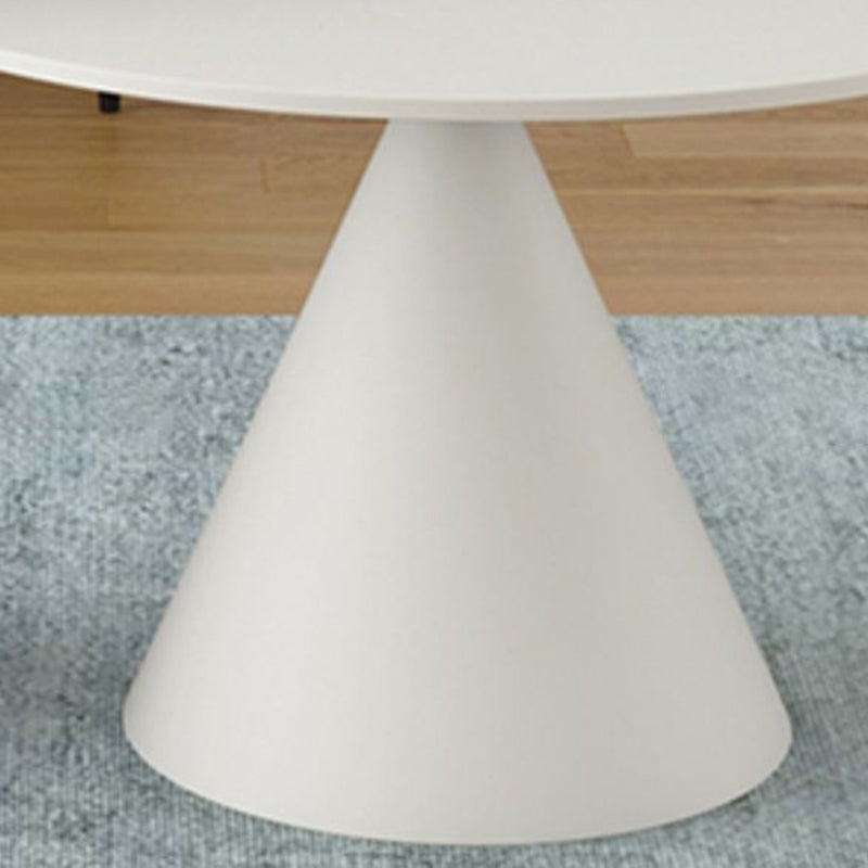 Mid-Century Modern Black / White Round Top Coffee Table Iron Pedestal Cocktail Table