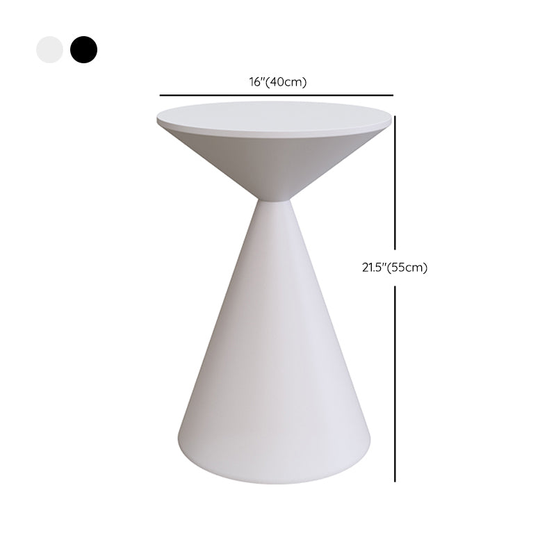 Mid-Century Modern Black / White Round Top Coffee Table Iron Pedestal Cocktail Table