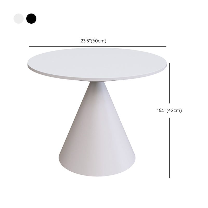 Mid-Century Modern Black / White Round Top Coffee Table Iron Pedestal Cocktail Table