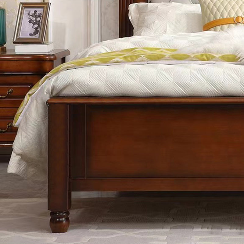 84.65 inch Wide Victorian Bed Frame Pine Wood Bed with Upholstered Headboard