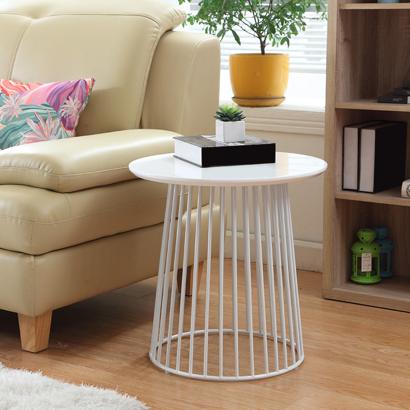 Metal Round Frame Side Table Contemporary Simple Dia 19.7" End Table