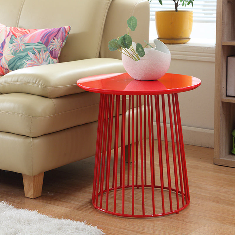 Metal Round Frame Side Table Contemporary Simple Dia 19.7" End Table