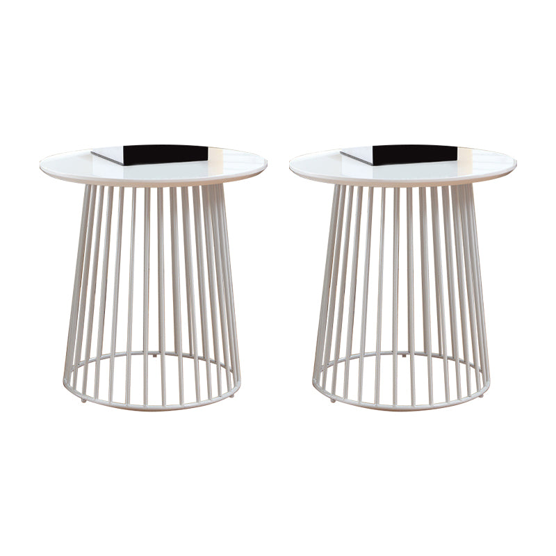 Metal Round Frame Side Table Contemporary Simple Dia 19.7" End Table
