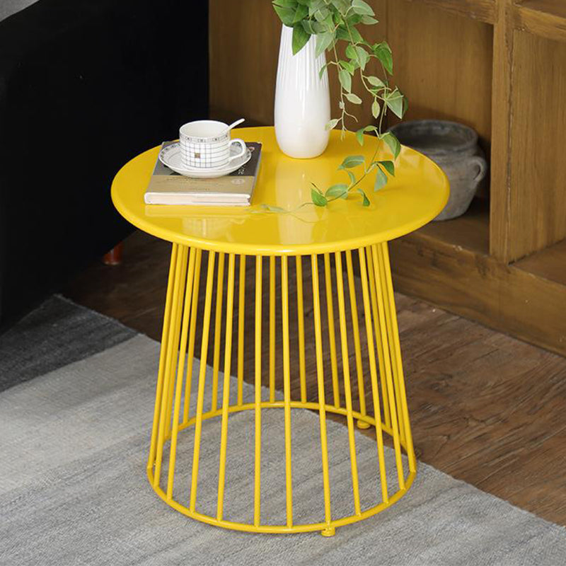 Metal Round Frame Side Table Contemporary Simple Dia 19.7" End Table