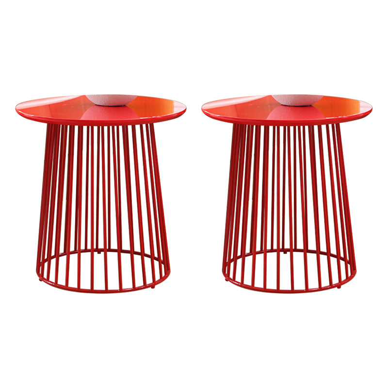 Metal Round Frame Side Table Contemporary Simple Dia 19.7" End Table