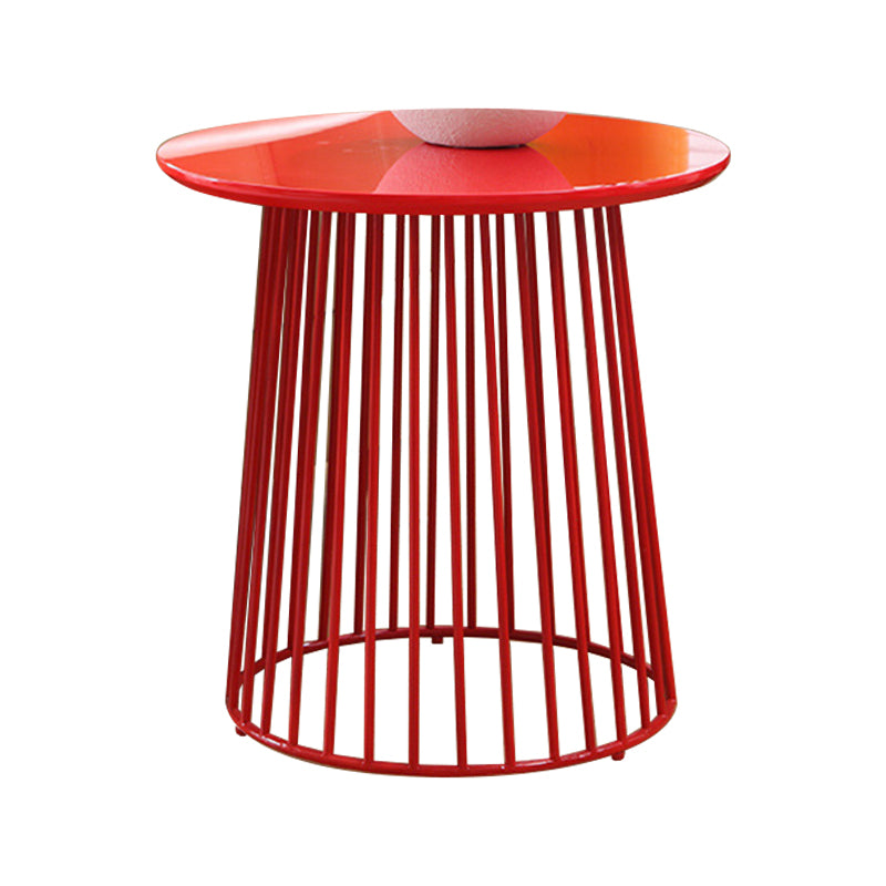 Metal Round Frame Side Table Contemporary Simple Dia 19.7" End Table
