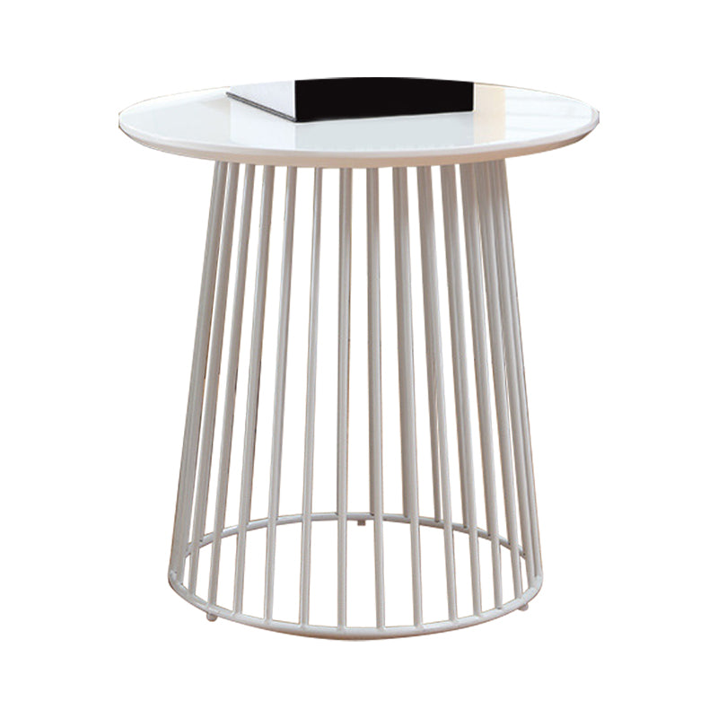 Metal Round Frame Side Table Contemporary Simple Dia 19.7" End Table