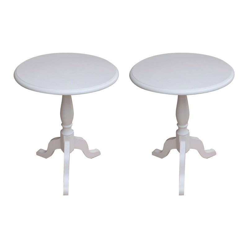 Solid Wood Round End Table Retro Dia 20.08" Sofa Side Accent Table