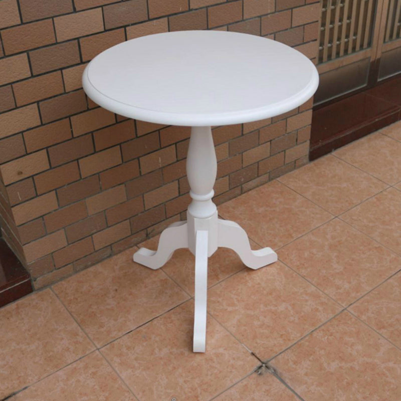 Solid Wood Round End Table Retro Dia 20.08" Sofa Side Accent Table