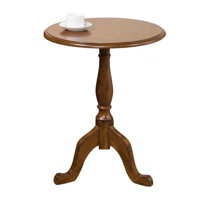 Solid Wood Round End Table Retro Dia 20.08" Sofa Side Accent Table