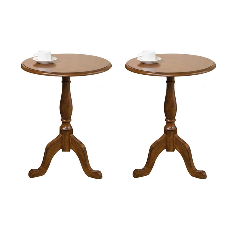 Solid Wood Round End Table Retro Dia 20.08" Sofa Side Accent Table