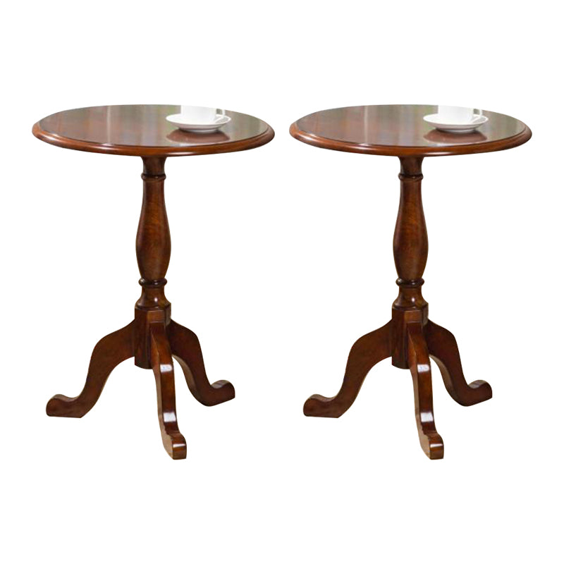 Solid Wood Round End Table Retro Dia 20.08" Sofa Side Accent Table
