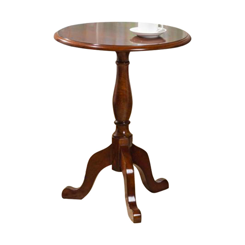 Solid Wood Round End Table Retro Dia 20.08" Sofa Side Accent Table