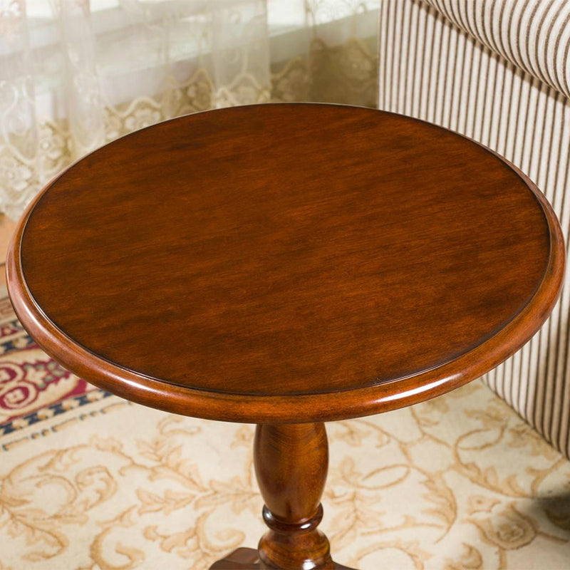 Solid Wood Round End Table Retro Dia 20.08" Sofa Side Accent Table