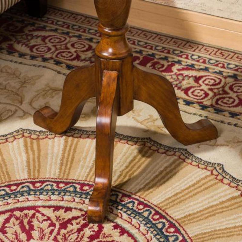 Solid Wood Round End Table Retro Dia 20.08" Sofa Side Accent Table