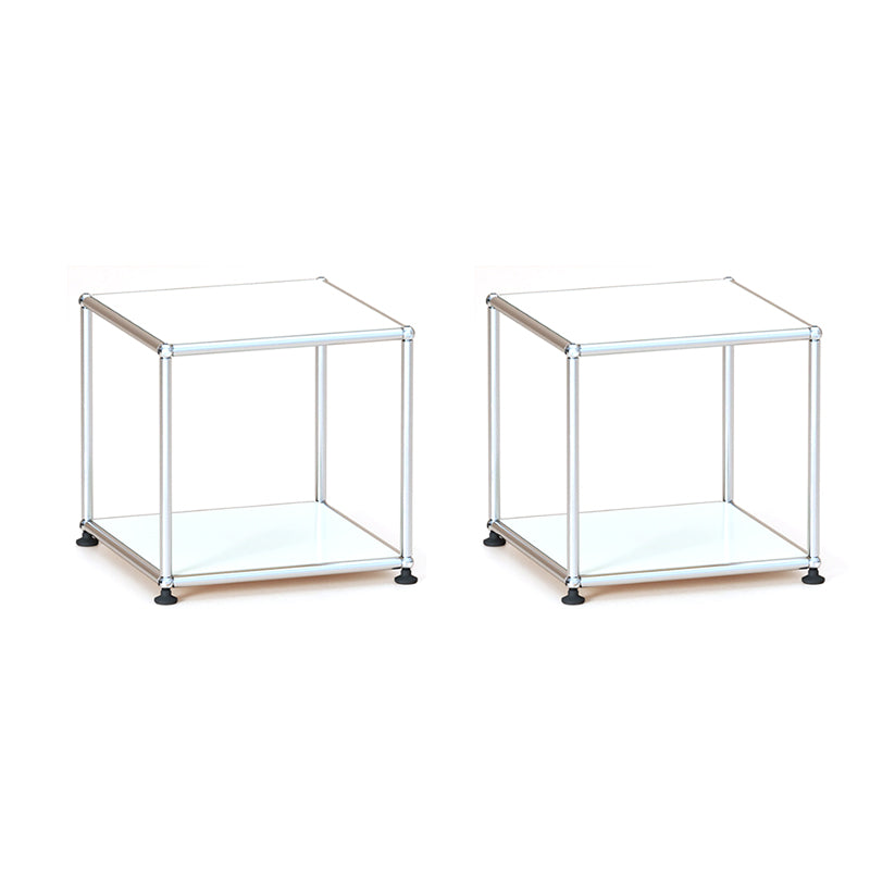 15. 6" Tall Modern Square Sofa Side Accent Table with Floor Shelf