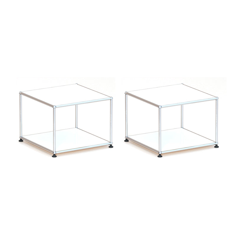 15. 6" Tall Modern Square Sofa Side Accent Table with Floor Shelf
